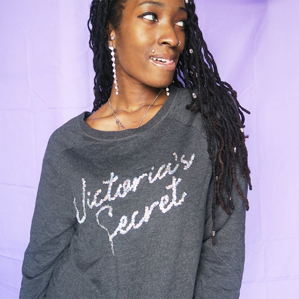 Victoria's Secret Gray cropped top Shiny sequins
